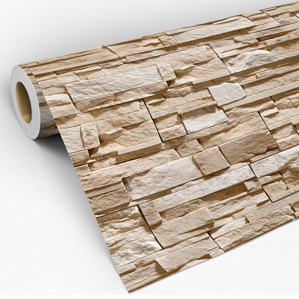 Papel de Parede Adesivo Vinílico Pedras Canjiquinha Pirâmide 3D Lavável 3 Metros