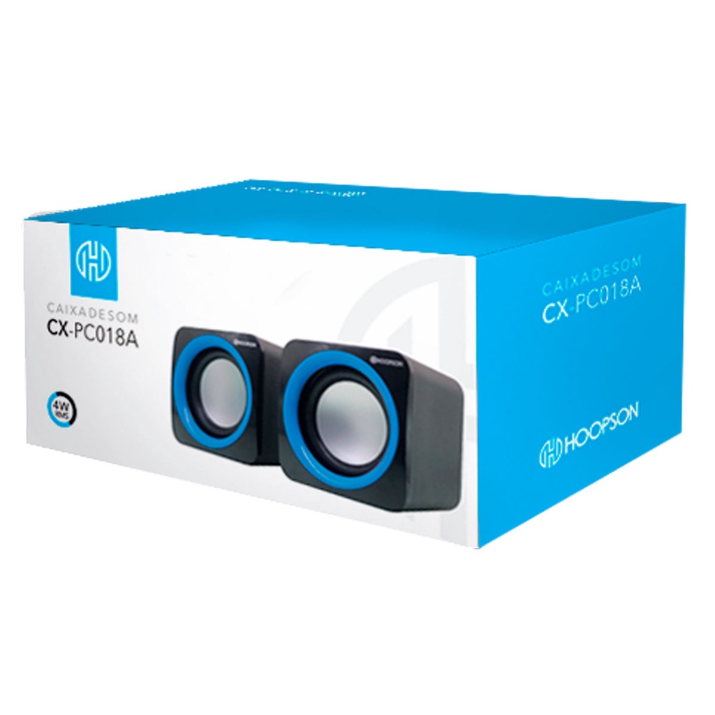 Caixa de Som USB + P2 Portátil 4W RMS Preto/Azul  CX-PC018 Hoopson