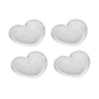 Jogo 4 Pratos Coração Bolinhas Pearl Transparente 12cm Wolff