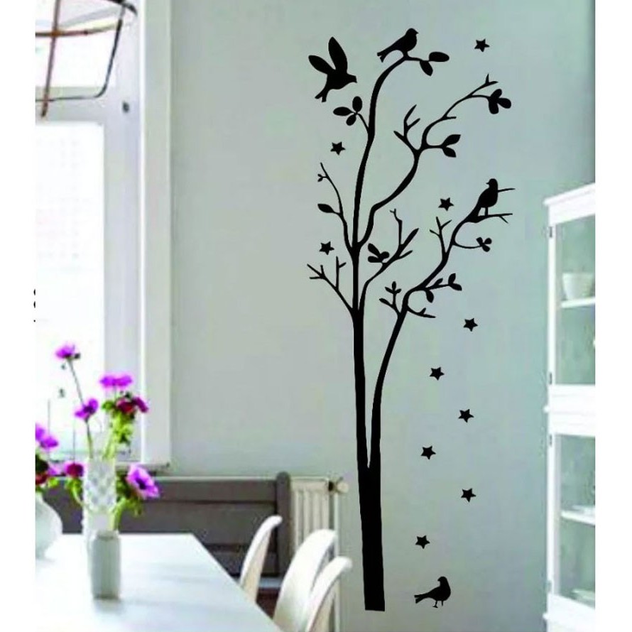 Adesivo Decorativo De Parede Árvore Com Pássaros e Estrelas em Oferta na Shopee