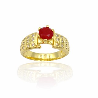 Tamanho 6 7 8 9 10 Vermelho Granada atraente Pedras Preciosas Joias Anel Folheado A Ouro Amarelo R2717 