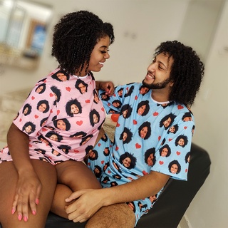 Conjunto Pijama Casal Personalizado com foto