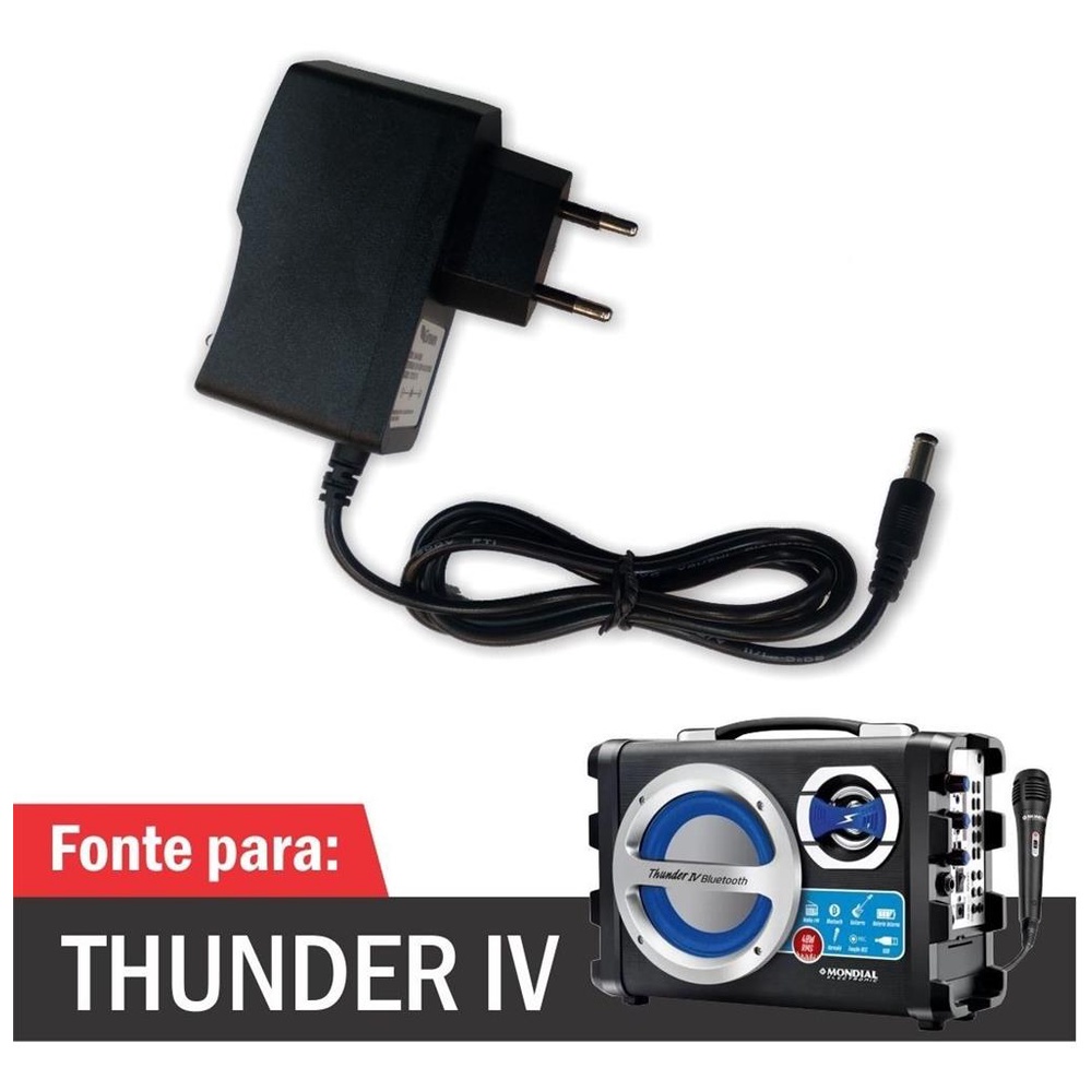 Carregador Para Caixa Som Mondial Thunder IV Mco-04 ( Fonte / Cabo de Forca / Cabo de Energia ) - R979
