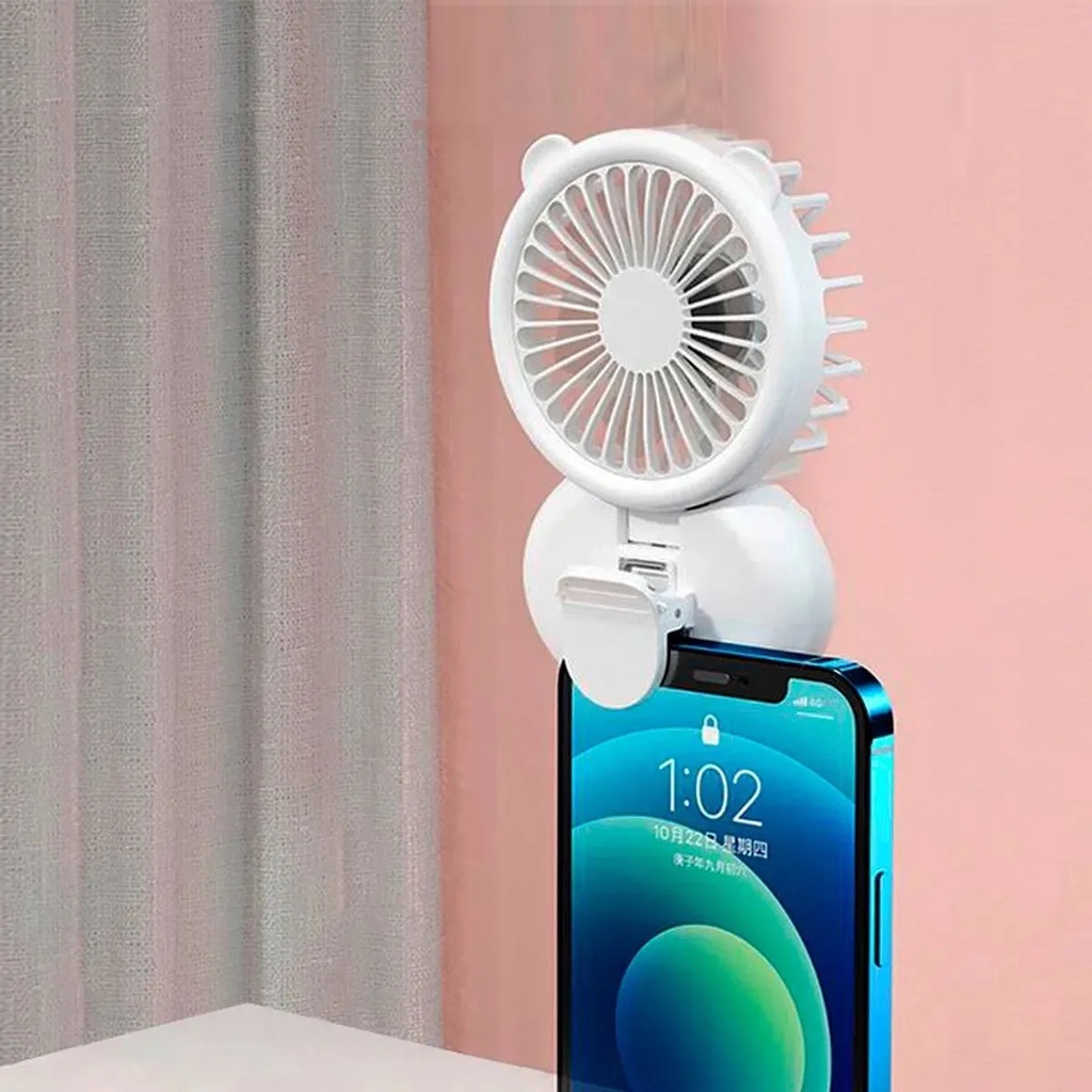 Mini Ventilador Usb Potente Ring Light Led Iluminado Portáti
