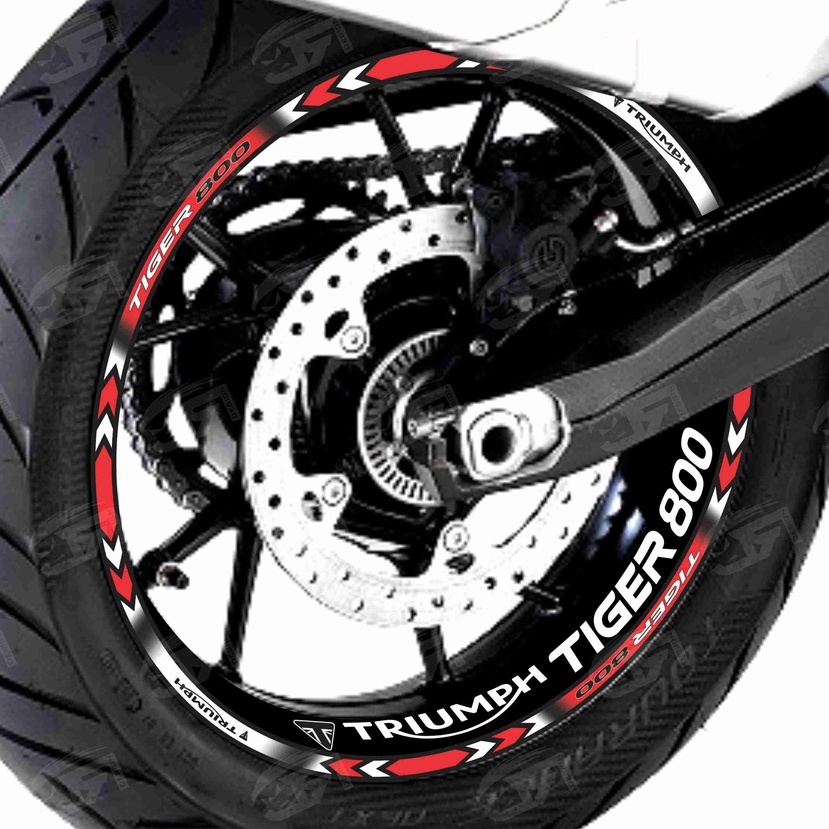 Adesivo Friso Refletivo Roda Moto Triumph Tiger 800 XR XRX XRT Tiger 800 XC XCX XCA  + Adesivos Internos M01 vermelho