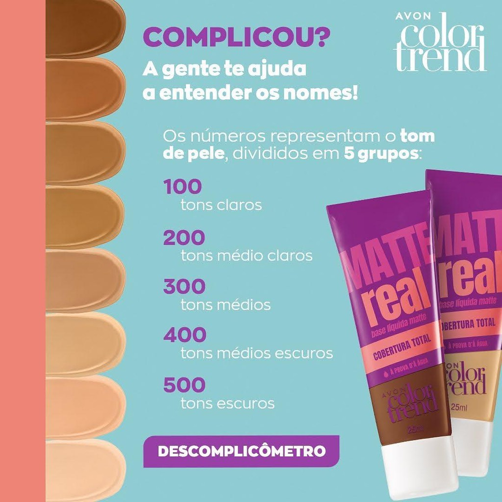 Avon Base Líquida Matte Real Avon Color Trend reboco efeito mate a prova d água ml Shopee