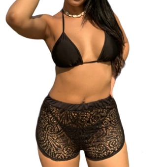 Short Praia Feminino Short De Renda Sexy Saída De Praia Moda Praia 2022