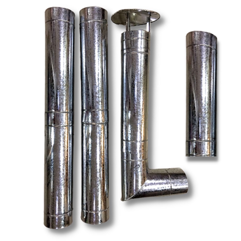 Chaminé para Churrasqueira 150mm Metálica Completa Chapéu Dumper Curva Joelho Duto Acabamento Cozinha Fogão a Lenha