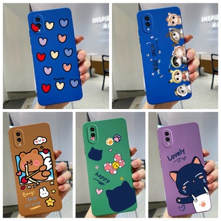 Samsung Galaxy A01 A02 M02 Capa Anime Fofo Borda Reta Quadrada Câmera Lente Proteção Flexível De Silicone De Celular Anti-Impacto