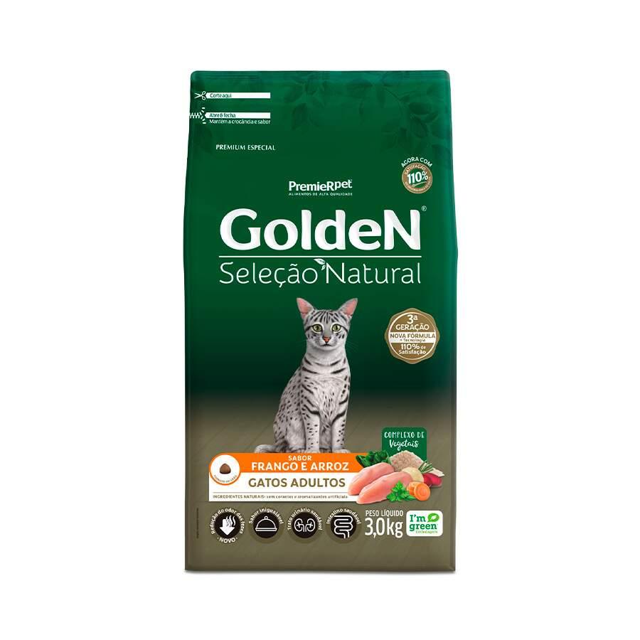Ração Golden Seleção Natural  Gatos Ads  Frango 3Kg em Oferta na Shopee