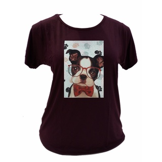 Blusa M ao G5 plus size com aplicação em estampa cachorro com gravata em detalhe com pedras