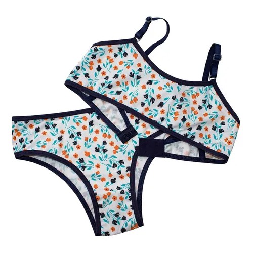 kit 10 conjuntos calcinha e top colegial juvenil menina moça infantil