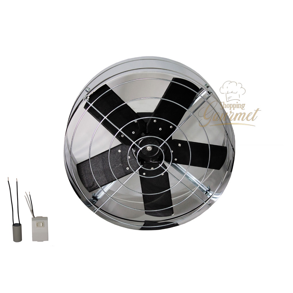 Exaustor Ventilador Inox 40Cm Alta Vazão Blindado Para Cozinha Churrasqueira Coifas Cabine De Pinturas + Brinde