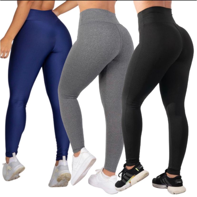 Kit 2 Calças Legging Fitness Cintura Alta Academia Levanta Bumbum Legging Suplex