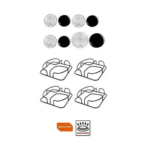 Kit 4 Grelhas + Queimador + Tampa com 3 pinos Brastemp Clean Original