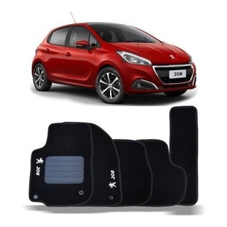 Conjunto Tapete Carpete Peugeot 208 C/logo Bordado 2012/2018