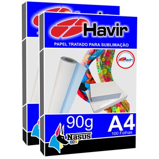 200 folhas Papel Havir NOVO AZULÃO Sublimático A4 Fundo Azul SECAGEM RÁPIDA 90g sublimação Nasus ink