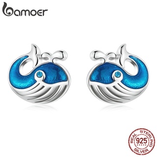 1 Par De Brincos Femininos Baleia Azul Bamoer Prata 925 BSE584
