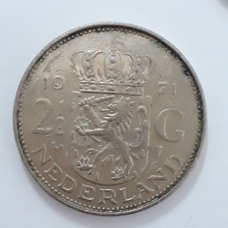 (m612) Holanda moeda 2 1/2 gulden 1971 (29mm) km#191