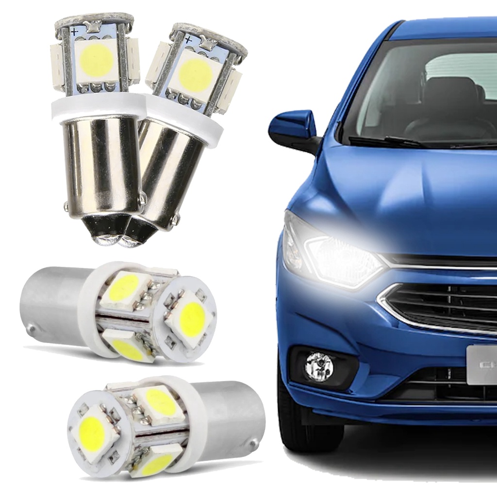 Par De Lâmpadas de LED Automotivas 69 Ba9s 1 Polo 12v Volts 5 Leds 6000k Luz Branca Branco em Oferta na Shopee
