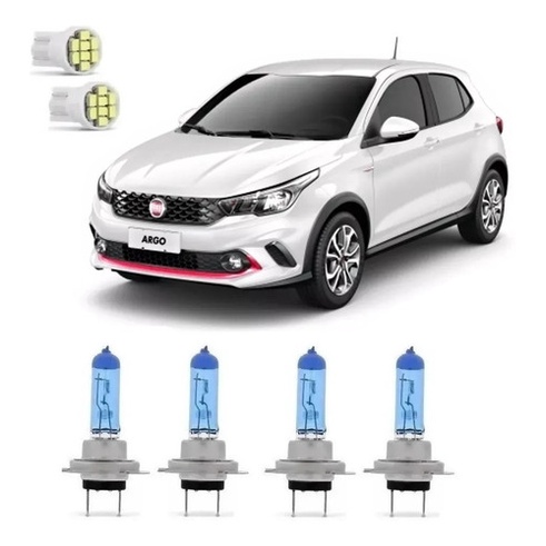 Kit Lampada Super Branca Fiat Argo Farol Alto E Baixo + T10 em Oferta na Shopee