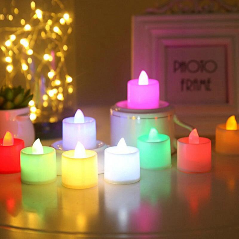 5PÇS Vela com Lâmpada de LED Multicolorida / Luz Noturna com Chama Artificial Colorida para Casa/ Casamento/ Aniversário