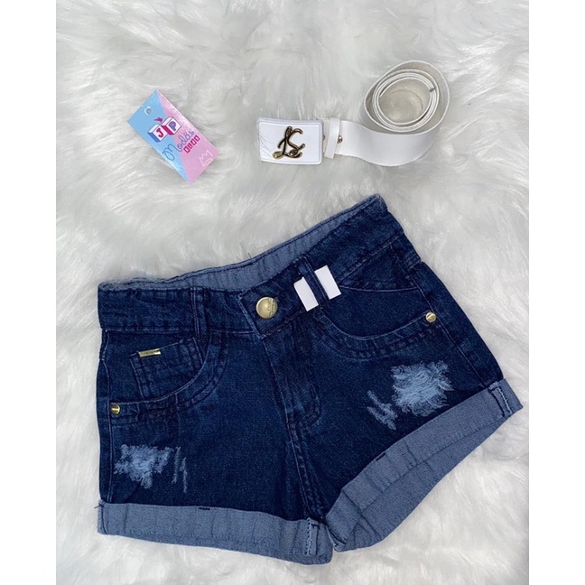Shorts Jeans Juvenil Sem Lycra Destroyd em Oferta na Shopee