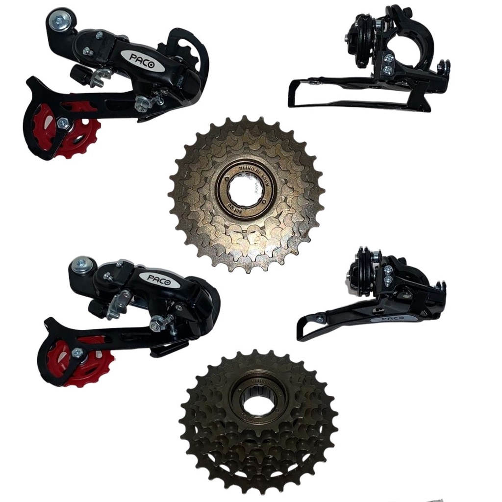 Kit Cambio Traseiro e Dianteiro Mega Ranger Sem Gancheira 7V Paco Bike Duas Funções Reduzido Corrente Fina