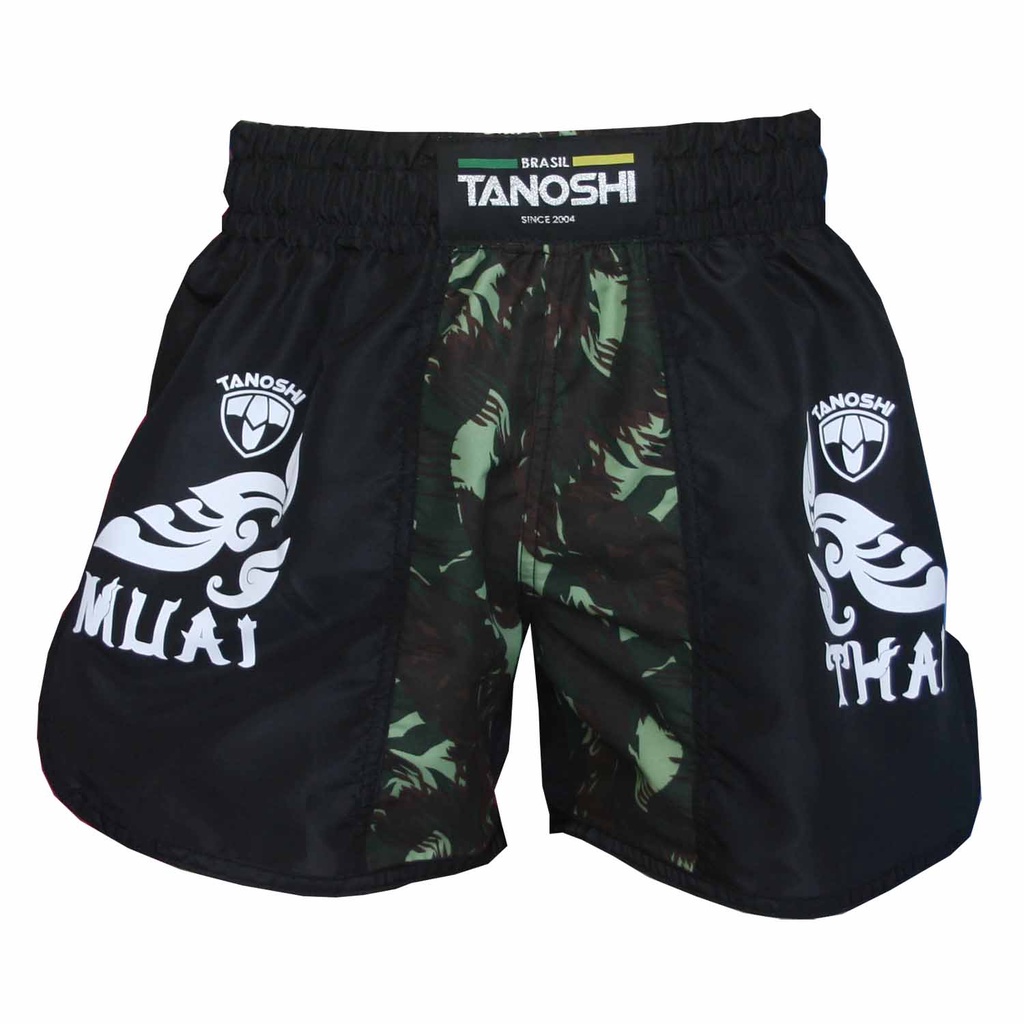 Shorts MuayThai Kan Tanoshi Camuflado Verde estampado