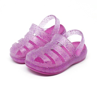 Sandália Babuche Papete Chinelo Infantil Plugt Menina Pop Transparente Glitter Rosa Pink