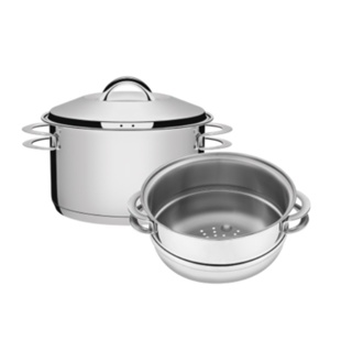 Cuscuzeira Tramontina Solar em Aço Inox Fundo Triplo com Alças 2 peças 16 cm em Oferta na Shopee