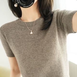 Camisa De Manga Curta Feminina Estilo Curto Solto Camiseta Meia Fina Verão