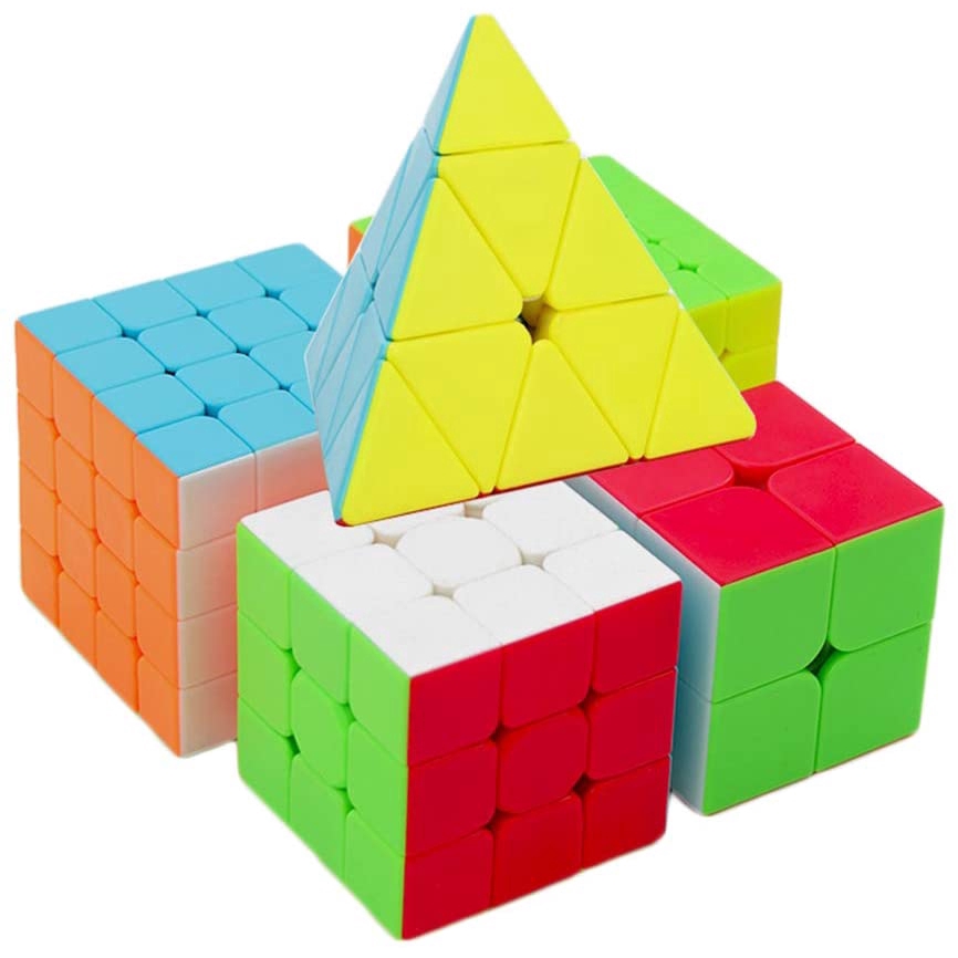 Roxenda Conjunto Cubo Speed Cube, Pacote de Cubos Mágicos sem Adesivo 2x2  3x3 4x4 Megaminx e Pirâmide Cubos Mágicos Sem Adesivo para Crianças  Adolescentes e Adultos [Pacote com 5] : : Brinquedos