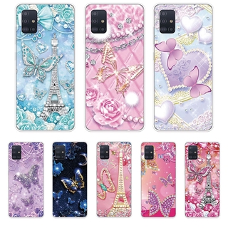 Samsung Galaxy A11 A21 A21S A21S A31 A51 A71 Capa De Silicone TPU Soft Borboleta De Diamante