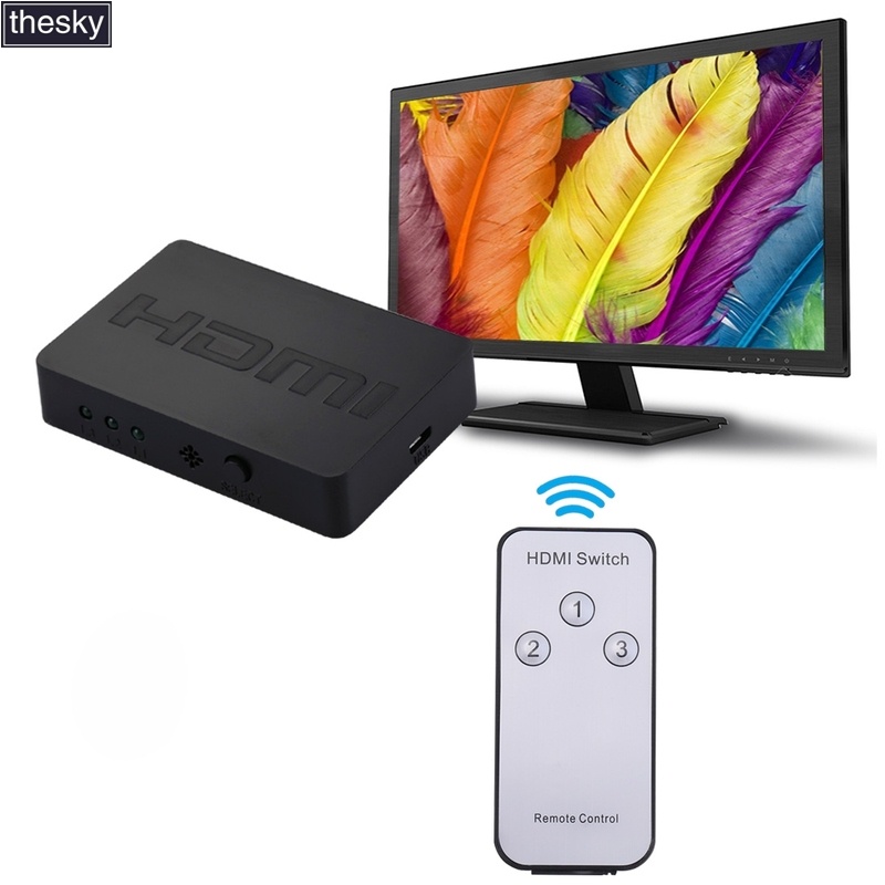 1080p 3 x 1 Porta (3 Portas De Entrada De Saída) switcher HDMI Com Controle Remoto