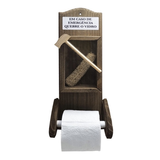 Porta Papel Higiênico com SABUGO de Milho “Em caso de Emergência Quebre o Vidro” em MDF em Oferta na Shopee
