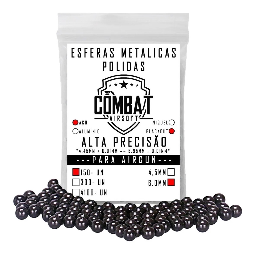 Esferas De Aço Blackout 6mm 150 Unidades - Combat em Oferta na Shopee