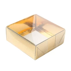 Caixa 4 Doces c Tampa - 8x8x3,5cm Dourada 10un - Assk Rizzo