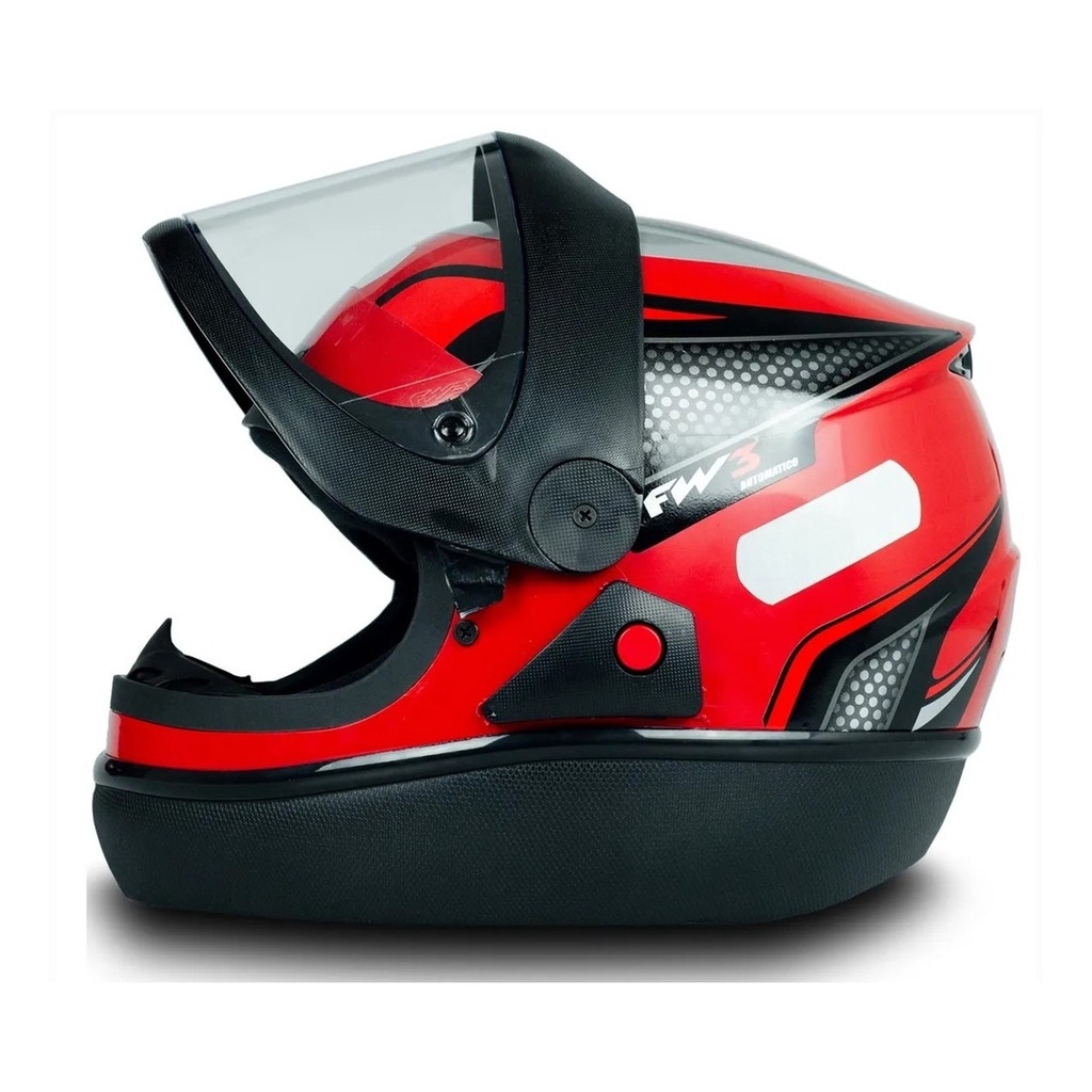 Detalhes do Capacete Moto Automatico Viseira Cristal Vermelho