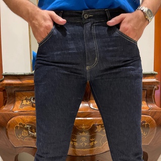 Calça Jeans Masculina Tradicional Reta pra Trabalho Básica 100% Algodão Jeans Azul, Preto e Delave Boca Larga
