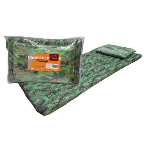 Kit Camping Colchonete Solteiro + Travesseiro p/ Acampamento e Pesca