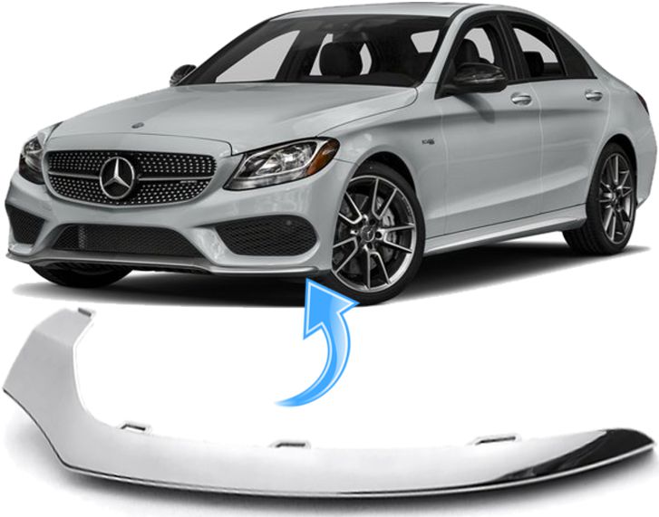 Friso Parachoque Dianteiro Mercedes C200 C250 C300 De 2015 À 2018 Cromado - Esquerdo