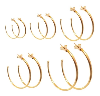 5 Pares De Brinco Argola Dourado E Prateado Atacado