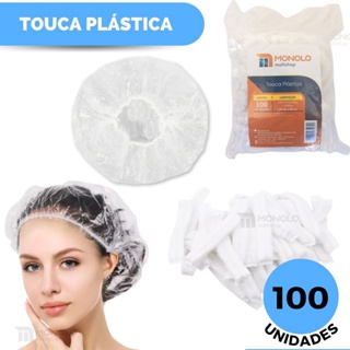 100 Toucas Plástica Descartável Banho Cabelo Sanfonada hotel c/ Elástico Resistente SPA Motel em Oferta na Shopee