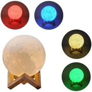 Luminaria 3D Lua Cheia Touch USB Abajur Decoracao Muda Cor