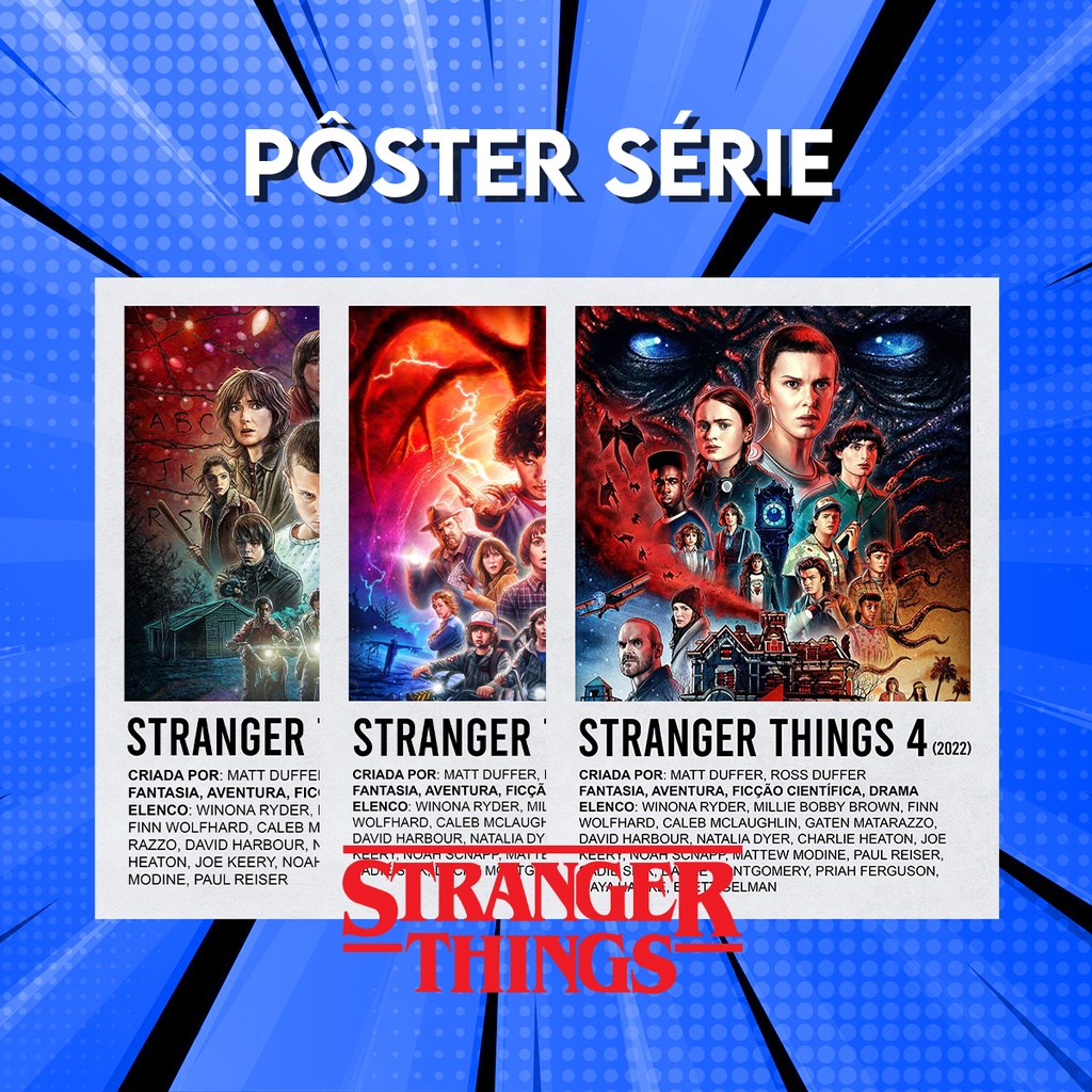 Pôster Séries - Stranger Things 1,2,3,4,5 em Oferta na Shopee