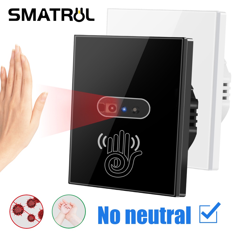 SMATRUL Sem Fio Neutra IR Interruptor De Luz De Parede Sensor Infravermelho De Onda Necess...