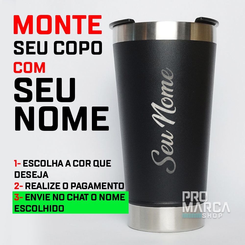 Copo Térmico com seu NOME personalizado BEAR THERMAL ORIGINAL, LEIA O ANUNCIO, com tampa e abridor 473ml parede dupla a vacuo 4 horas gelado 1 hora quente