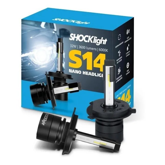 Kit Lâmpadas Super Led H4 Headlight Nano S14 Shocklight Original - Spare Parts and Accessories for Vehicles