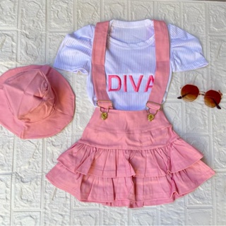 Conjunto Salopete infantil menina + chapéu em Oferta na Shopee